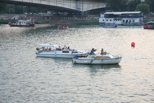 Competitors at Belgrade Boat Carnival held on Avgust 29 2015 at Belgrade,Serbia