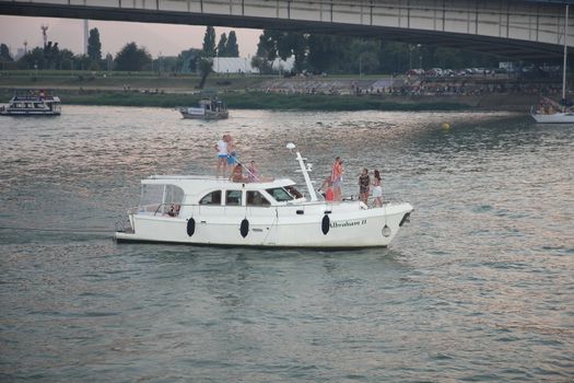 Competitors at Belgrade Boat Carnival held on Avgust 29 2015 at Belgrade,Serbia