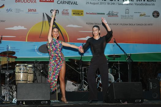 Dancers  at Belgrade Boat Carnival held on Avgust 29 2015 at Belgrade,Serbia