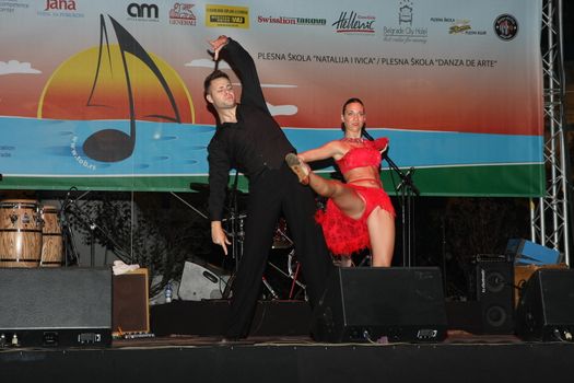 Dancers  at Belgrade Boat Carnival held on Avgust 29 2015 at Belgrade,Serbia