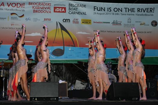 Dancers  at Belgrade Boat Carnival held on Avgust 29 2015 at Belgrade,Serbia