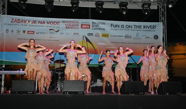 Dancers  at Belgrade Boat Carnival held on Avgust 29 2015 at Belgrade,Serbia