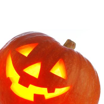 Jack O' Lantern Halloween pumpkin isolated on white background
