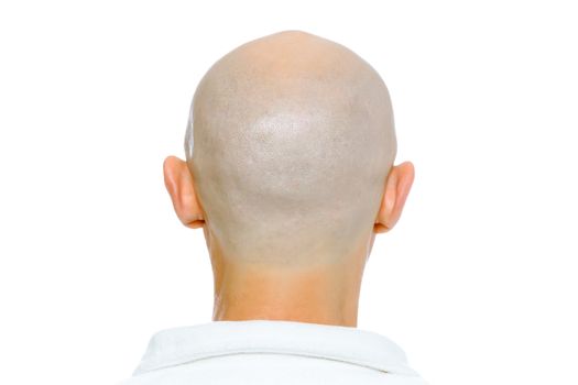 Bald man. Back of the head. Studio. isolated