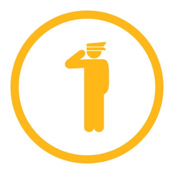 Police officer glyph icon. This rounded flat symbol is drawn with yellow color on a white background.