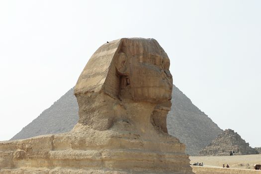 Pyramids In Desert Of Egypt And Sphinx In Giza