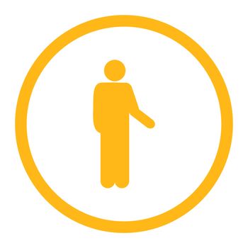 Relax glyph icon. This rounded flat symbol is drawn with yellow color on a white background.