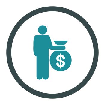 Investor glyph icon. This rounded flat symbol is drawn with soft blue colors on a white background.