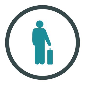 Passenger glyph icon. This rounded flat symbol is drawn with soft blue colors on a white background.