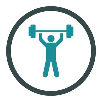 Power lifting glyph icon. This rounded flat symbol is drawn with soft blue colors on a white background.