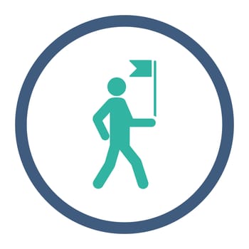 Guide icon. This rounded flat symbol is drawn with cobalt and cyan colors on a white background.