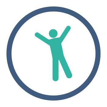 Joy icon. This rounded flat symbol is drawn with cobalt and cyan colors on a white background.