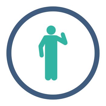 Opinion glyph icon. This rounded flat symbol is drawn with cobalt and cyan colors on a white background.