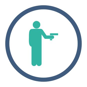 Robbery glyph icon. This rounded flat symbol is drawn with cobalt and cyan colors on a white background.