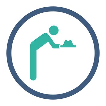 Servant glyph icon. This rounded flat symbol is drawn with cobalt and cyan colors on a white background.