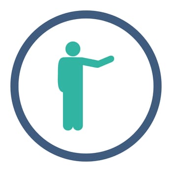 Show glyph icon. This rounded flat symbol is drawn with cobalt and cyan colors on a white background.
