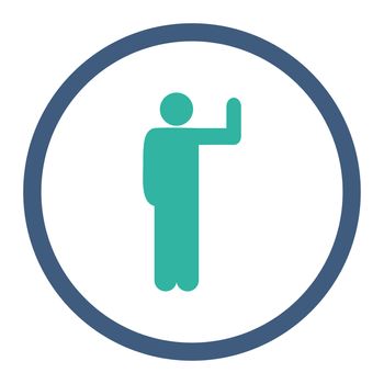 Vote glyph icon. This rounded flat symbol is drawn with cobalt and cyan colors on a white background.
