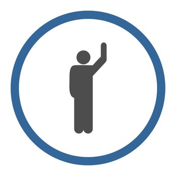 Hitchhike icon. This rounded flat symbol is drawn with cobalt and gray colors on a white background.