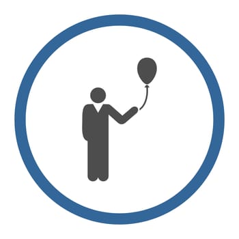 Holiday icon. This rounded flat symbol is drawn with cobalt and gray colors on a white background.