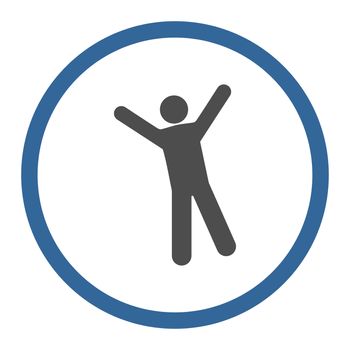 Joy icon. This rounded flat symbol is drawn with cobalt and gray colors on a white background.