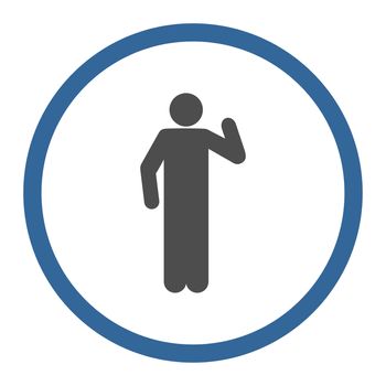 Opinion icon. This rounded flat symbol is drawn with cobalt and gray colors on a white background.