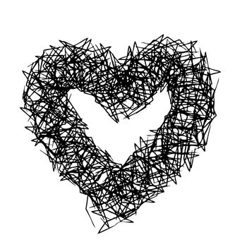 Hand drawn of heart doodle , use for background . 