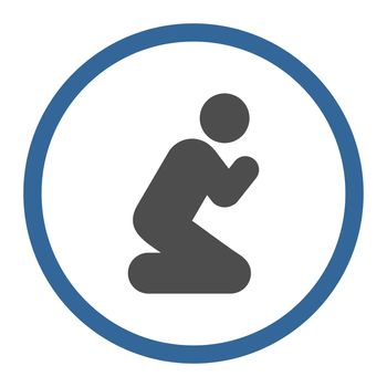 Pray icon. This rounded flat symbol is drawn with cobalt and gray colors on a white background.