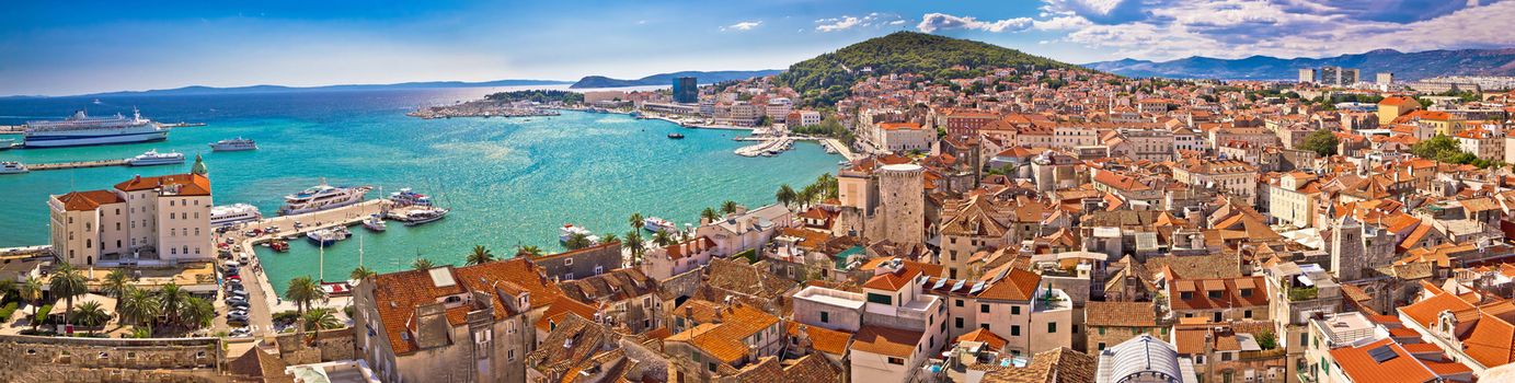 Split waterfront aerial panoramic view, Dalmatia, Croatia