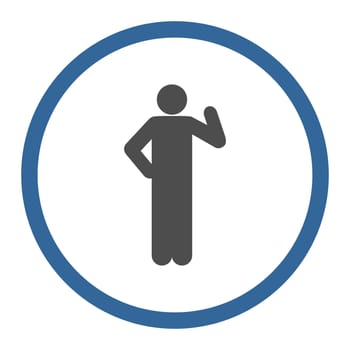 Proposal glyph icon. This rounded flat symbol is drawn with cobalt and gray colors on a white background.