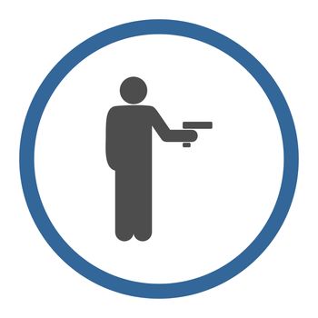 Robbery glyph icon. This rounded flat symbol is drawn with cobalt and gray colors on a white background.