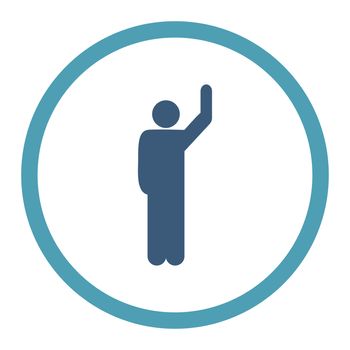 Hitchhike glyph icon. This rounded flat symbol is drawn with cyan and blue colors on a white background.