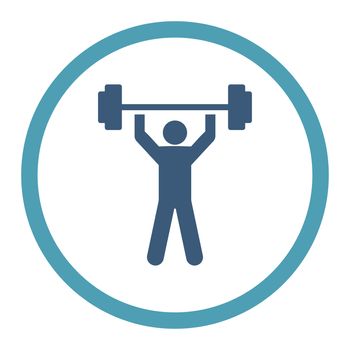 Power lifting glyph icon. This rounded flat symbol is drawn with cyan and blue colors on a white background.