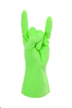 Cleaning glove rocking, isolated on a white background