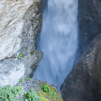 Trummelbach falls (Trummelbachfalle), waterfall in the mountain, Switzerland