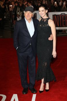UNITED KINGDOM, London: Robert De Niro and Anne Hathaway attend the European premiere of The Intern at Leicester Square, London on September 27, 2015.