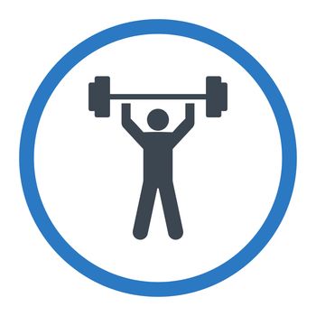 Power lifting glyph icon. This rounded flat symbol is drawn with smooth blue colors on a white background.