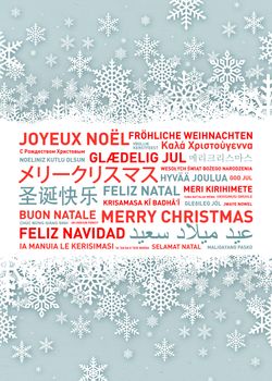 Merry christmas from the world. Different languages celebration