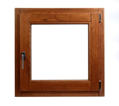 wooden window closed on a white background