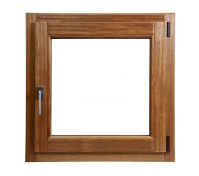wooden window closed on a white background