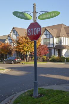 Intersection and street sighs in Wuillsonville Oregon.