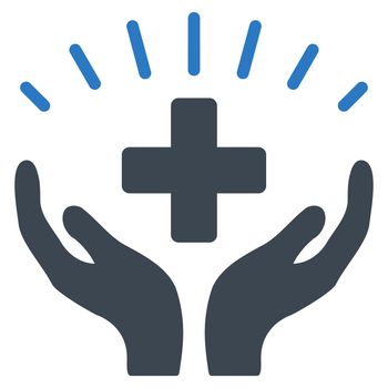 Medical Prosperity glyph icon. Style is bicolor flat symbol, smooth blue colors, rounded angles, white background.