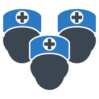 Medical Staff glyph icon. Style is bicolor flat symbol, smooth blue colors, rounded angles, white background.