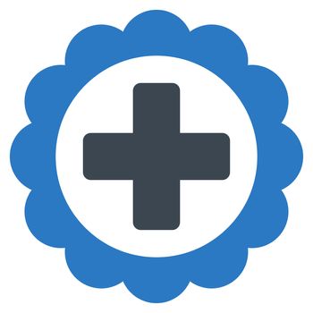 Medical Sticker glyph icon. Style is bicolor flat symbol, smooth blue colors, rounded angles, white background.