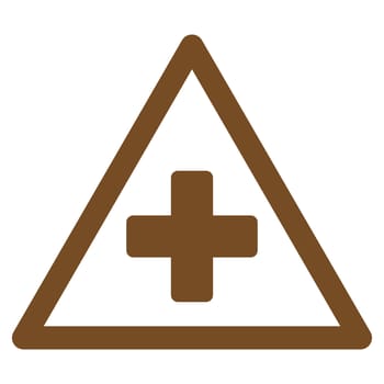 Health Warning glyph icon. Style is flat symbol, brown color, rounded angles, white background.