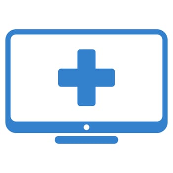 Medical Monitor glyph icon. Style is flat symbol, cobalt color, rounded angles, white background.
