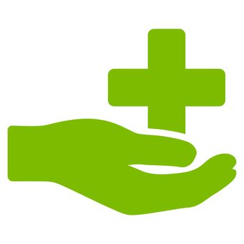 Health Care Donation glyph icon. Style is flat symbol, eco green color, rounded angles, white background.