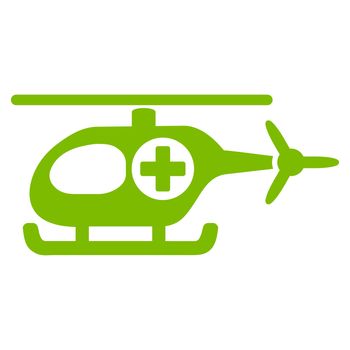 Medical Helicopter glyph icon. Style is flat symbol, eco green color, rounded angles, white background.