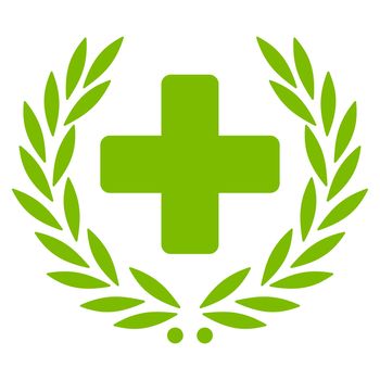 Medical Glory glyph icon. Style is flat symbol, eco green color, rounded angles, white background.