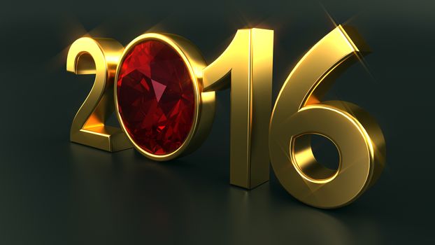 New year 2016 illustration with ruby gemstone