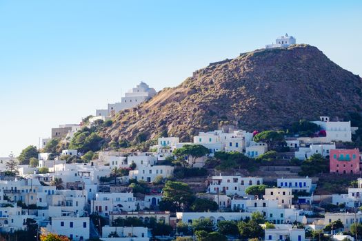 Scenic view of traditional Greek village Plaka on Milos island, Greece